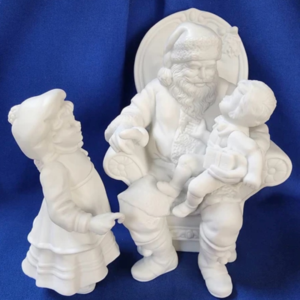 Department 56 Winter Silhouette "A Visit With Santa” IN CHAIR AND A GIRL